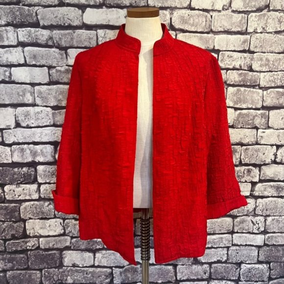 Peck & Peck Jackets & Blazers - Peck & Peck Red No Close Puckered Fabric Jacket Size XL